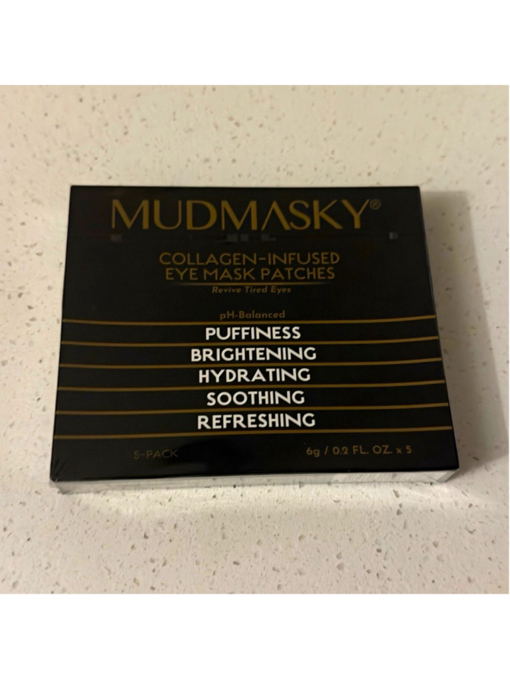 MUDMASKY Collagen-Infused Under Eye Mask Patches Gold Hydrating 0.2oz x5